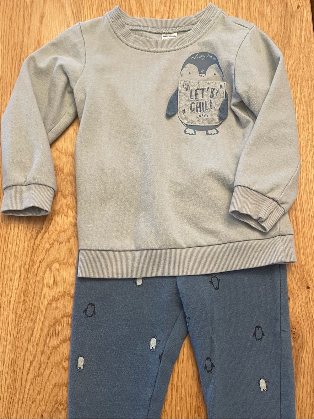 Carter's Light Blue & Denim Blue Penguin Matching Set